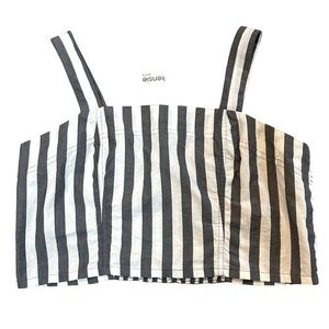Kensie Jeans Womens Striped Crop Tank Top in Blue and White - Size Large NWT
